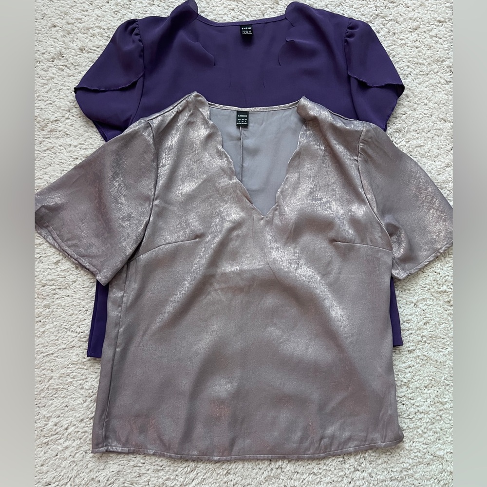Purple and Gold Shimmer Short sleeve blouse pair size small